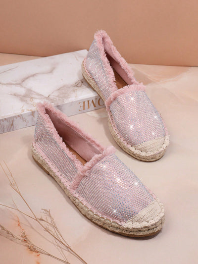 Step into Style: Rhinestone Decor Flat Shoes for Women