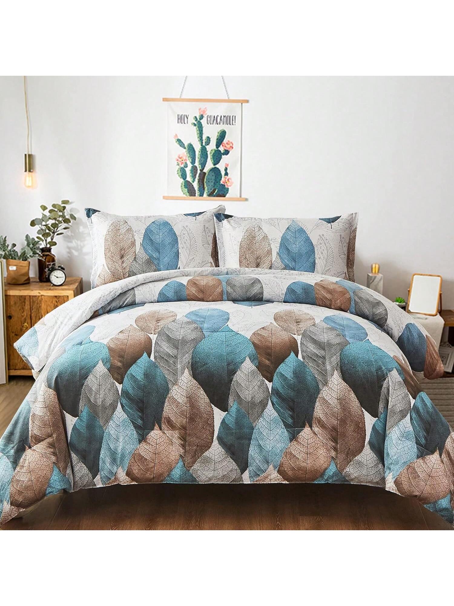 Botanical Bliss: Floral Reversible Comforter Set - Queen Size - 3 Pieces - Soft Microfiber Bedding Set - All Season