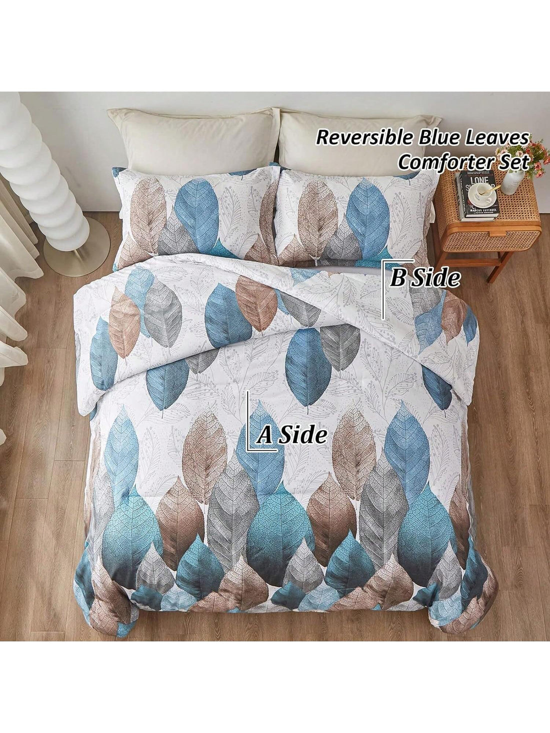 Botanical Bliss: Floral Reversible Comforter Set - Queen Size - 3 Pieces - Soft Microfiber Bedding Set - All Season