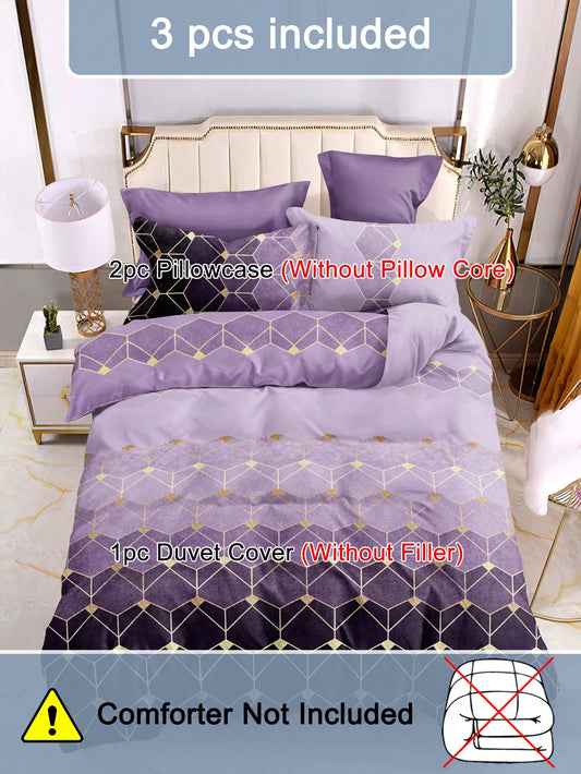 Modern Geometric 3-Piece Duvet Cover Set – Stylish Bedding for a Contemporary Home