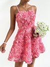 Enchanted Garden Spaghetti Strap Dress: Embellished with 3D Flower Decor