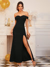 Stunning Foldover Off-Shoulder Dress with Split Thigh Detail