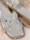 Sparkling Silver Stride: Chic Flat Sandals for Women