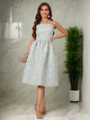 Enchanting Elegance: Women's Strapless Jacquard Evening Party Dress