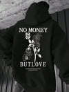 Floral Comfort: Men's Hooded Sweatshirt with Printed Slogan and Flowers