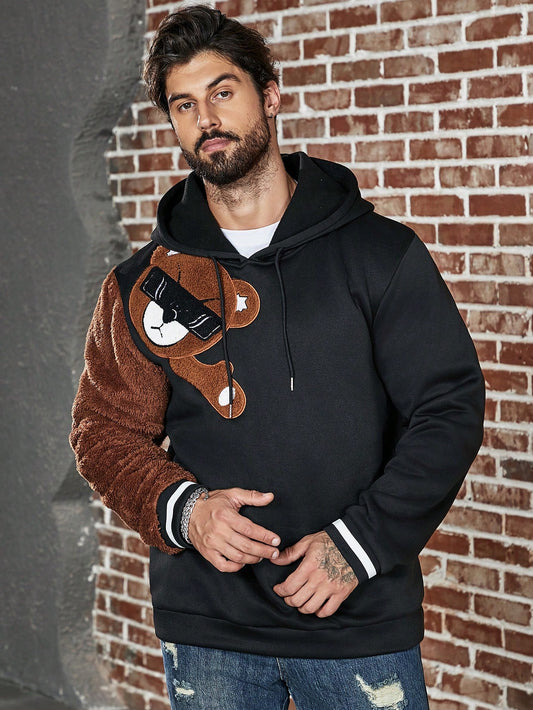 Stay warm and trendy with our Men's Plus Size Hoodie featuring stylish bear embroidery. Made with cozy materials for ultimate comfort. Perfect for chilly days and casual outings. Upgrade your wardrobe with this must-have piece.