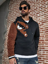 Cozy and stylish: Men's Plus Size Hoodie with Bear Embroidery