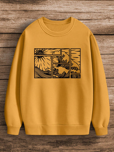 Stay stylish and comfortable with our Men's Beach Pattern Printed Round Neck Long Sleeve Sweatshirt. Made for casual wear, this sweatshirt features a unique beach-inspired print and a round neck design. Enjoy the perfect blend of fashion and comfort, perfect for any occasion.