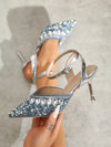 Rhinestone Chain Closed Toe High Heel Shoes: Perfect for Daily Wear and Parties