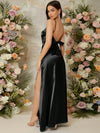 Effortless Elegance for Your Special Day with Split Thigh Satin Cami Bridesmaid Dress