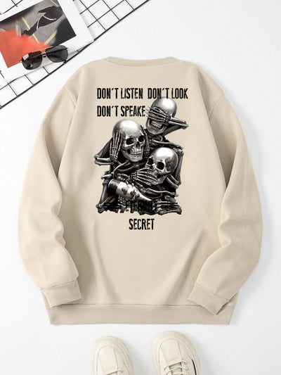 Men's Edgy Skull Print Pullover Sweatshirt: A Bold Statement Piece