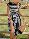 Chic and Stylish: Geometric Pattern Belted Dress