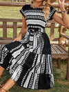 Chic and Stylish: Geometric Pattern Belted Dress