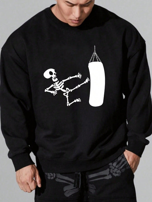 This Edgy Skull Pattern Drop Shoulder Sweatshirt for Men features a stylish design that is perfect for those who want to make a statement. With its unique drop shoulder cut, this sweatshirt offers a comfortable and edgy look. The edgy skull pattern adds an extra touch of cool to any outfit.