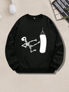 Edgy Skull Pattern Drop Shoulder Sweatshirt for Men