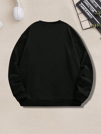 Edgy Skull Pattern Drop Shoulder Sweatshirt for Men