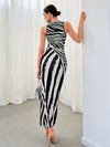 Chic Zebra Print Sleeveless Dress for Effortless Commuting Style