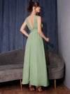 Graceful Elegance: Women's Solid Color Deep V-Neck High Split Dress