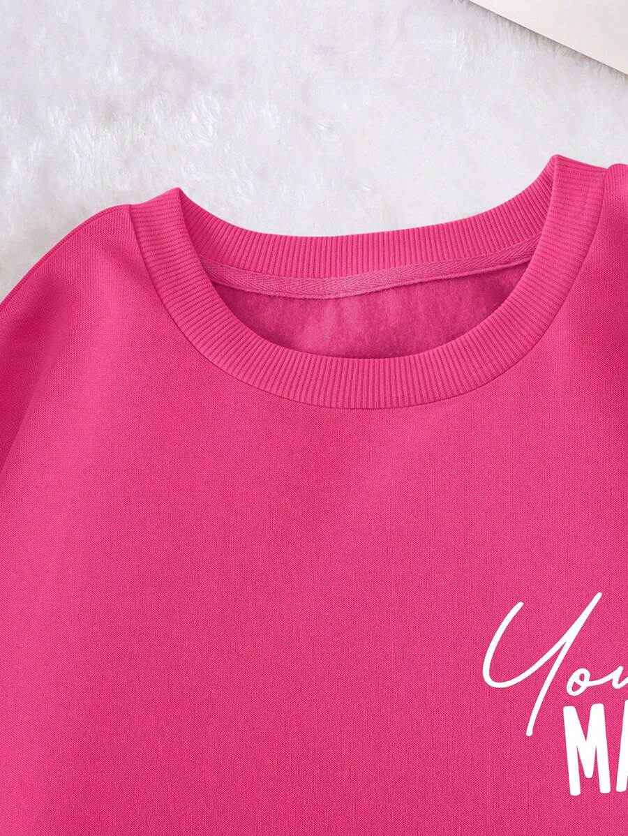 Front view of Plus Size Womens Heart Pattern Sweatshirt - Inspirational Message Pullover for Fall and Winter for everyday styling