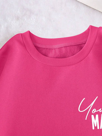 Front view of Plus Size Womens Heart Pattern Sweatshirt - Inspirational Message Pullover for Fall and Winter for everyday styling