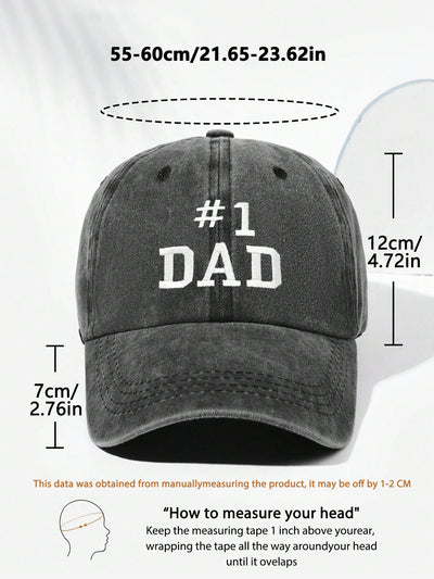 Vintage Baseball Cap: 1 Dad Letter Embroidery - Adjustable, Fashionable, and Suitable for Outdoor and Daily Wear