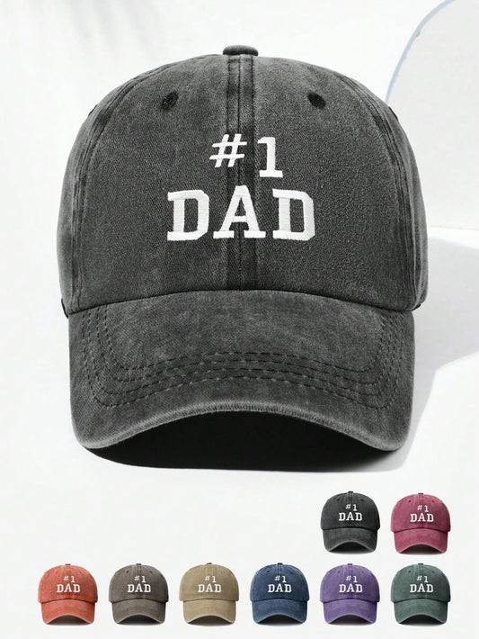 Vintage Baseball Cap: 1 Dad Letter Embroidery - Adjustable, Fashionable, and Suitable for Outdoor and Daily Wear