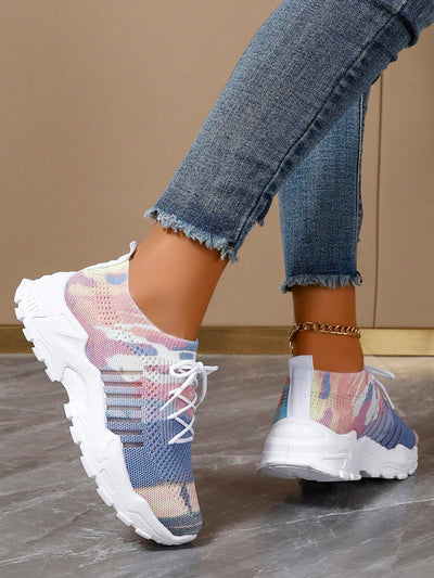 Chic and Comfortable: Women's Fashion Printed Casual Sports Shoes for Running, Students, and Hiking