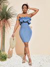 Ruffle Trim Strapless Denim Dress: A Chic and Flirty Style Statement