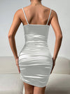 Ravishing in Ruched: Satin Cami Bodycon Dress