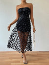 Enchanting Blossom: Flower Mesh Strapless Dress