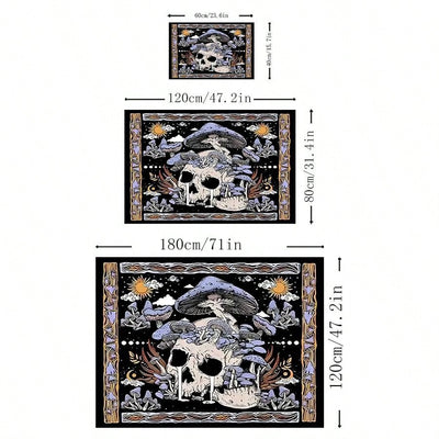 Gothic Glamour: Crystal Velvet Skull Pattern Living Room Carpet for Halloween Home Decorations