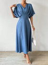 Chic and Comfy: Elegant V-Neck Batwing Dress for Effortless Style