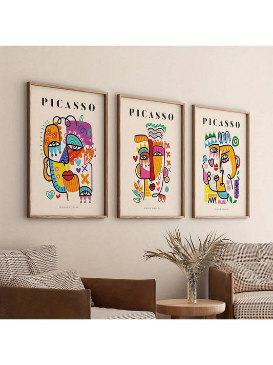 Enhance your home's décor with our 3-piece Picasso Exhibition Canvas Poster Set. These modern art prints are perfect for adding a touch of sophistication to any room, from the bedroom to the living room and even the corridor. Elevate your space with these timeless pieces and bring the beauty of Picasso's art into your home.
