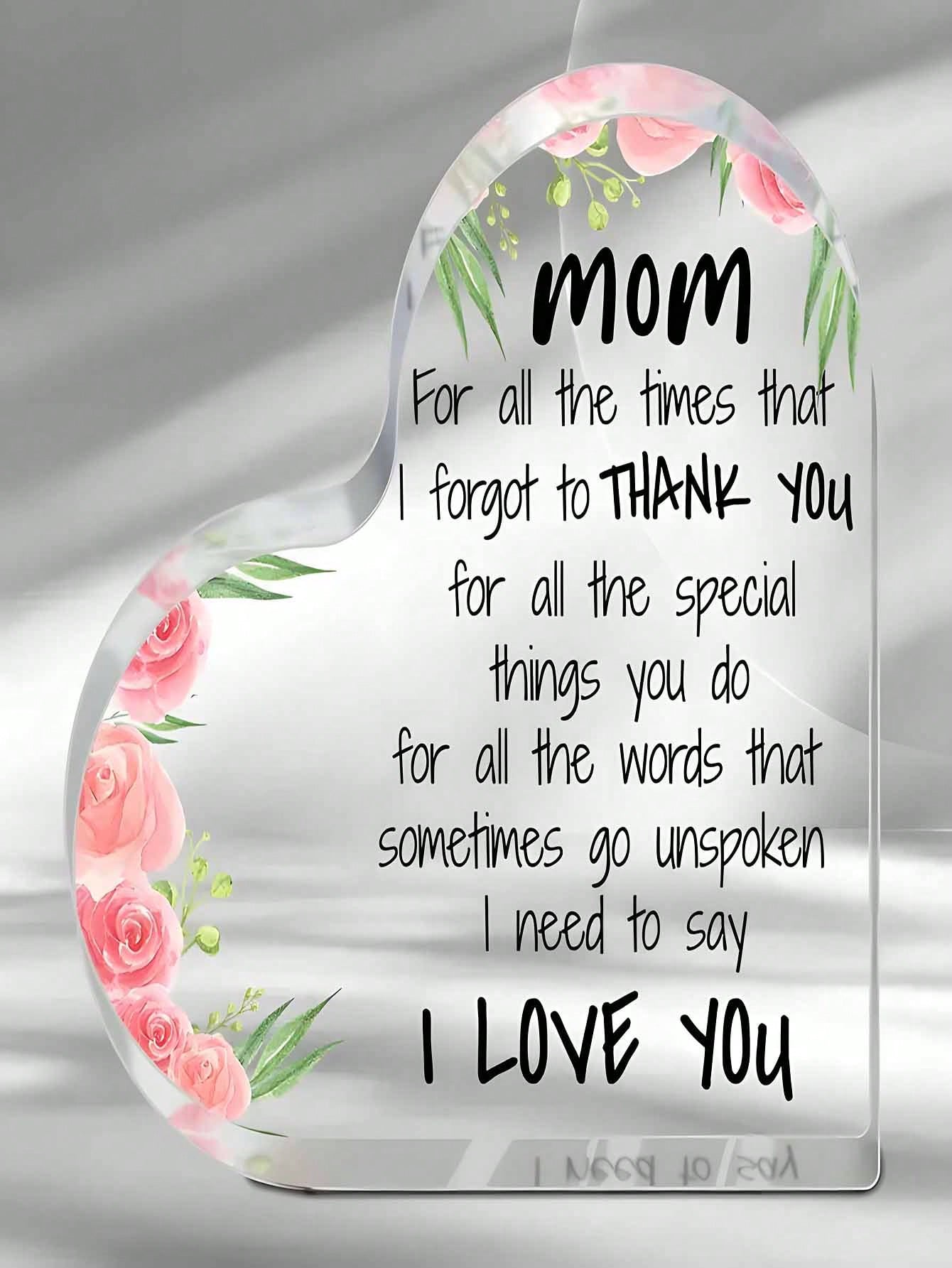 Celebrate Mom's special days with this heart-shaped <a href="https://canaryhouze.com/collections/acrylic-plaque" target="_blank" rel="noopener">acrylic</a> decoration from her daughter. Made with high-quality materials, this gift is a meaningful and beautiful addition to any home. Show your love and appreciation with this heartfelt present.