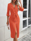 Chic and Classic: Solid Color Belted Shirt Dress