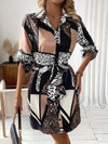 Chic and Stylish: Women's Full Patterned Belted Shirt Dress