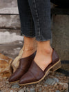 Chic Brown Pointed Toe Mules with Hollowed Sides and Chunky Heels for Effortless Elegance