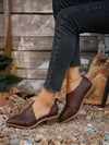 Chic Brown Pointed Toe Mules with Hollowed Sides and Chunky Heels for Effortless Elegance