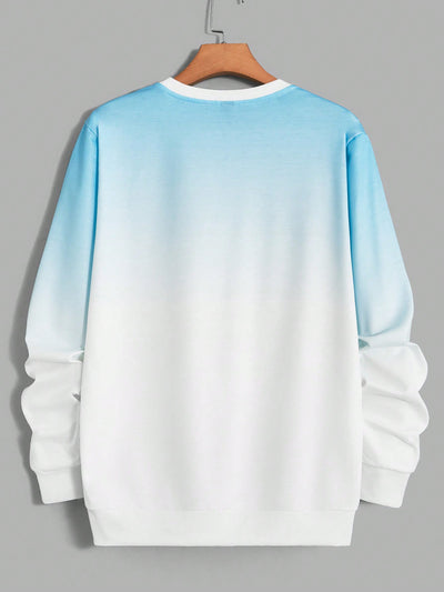 Stylish Casual Wardrobe Essential with Gradient Patched Knitted Sweatshirt for Men