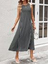 Elegant and Timeless: Women's Black and White Striped A-Line Long Summer Dress