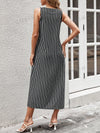 Elegant and Timeless: Women's Black and White Striped A-Line Long Summer Dress