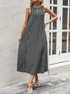 Elegant and Timeless: Women's Black and White Striped A-Line Long Summer Dress