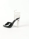 Crystal Pearl High Heel Sandals: Elegant Black Heels with a Touch of Glamour