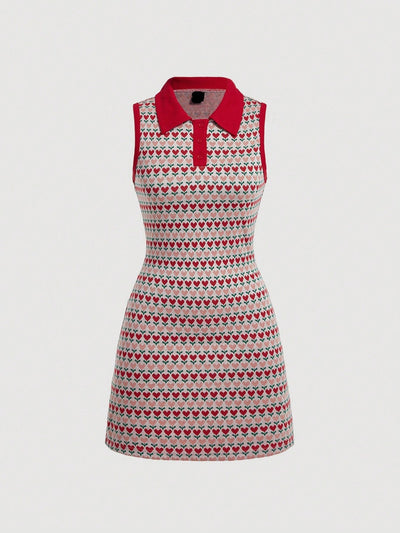 All-over Print Contrast Collar Dress: A Chic Addition to Your Wardrobe