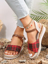 Stylish Cow Wedge Sandals: Elevate Your Look with Waterproof Platform and Woven Heel Details