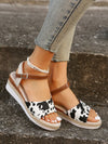 Stylish Cow Wedge Sandals: Elevate Your Look with Waterproof Platform and Woven Heel Details