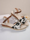 Stylish Cow Wedge Sandals: Elevate Your Look with Waterproof Platform and Woven Heel Details