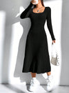 Women's Ribbed Turtleneck Long Sleeve Dress - Effortless Style & Comfort