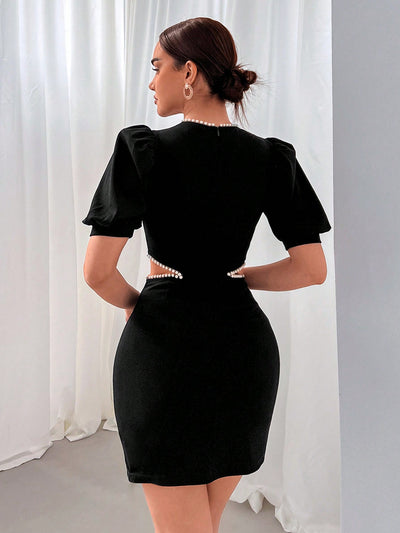 Chic Minimalist Black Dress with Hollow-Out Details for Effortless Elegance