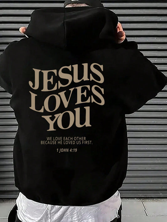 Men's Urban Style Slogan Printed Hoodie - Stay Warm and Stylish